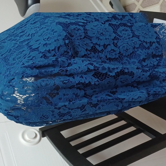 NWOT Suzy Shier Puffy Sleeves Navy blue blouse size S - Picture 5 of 14